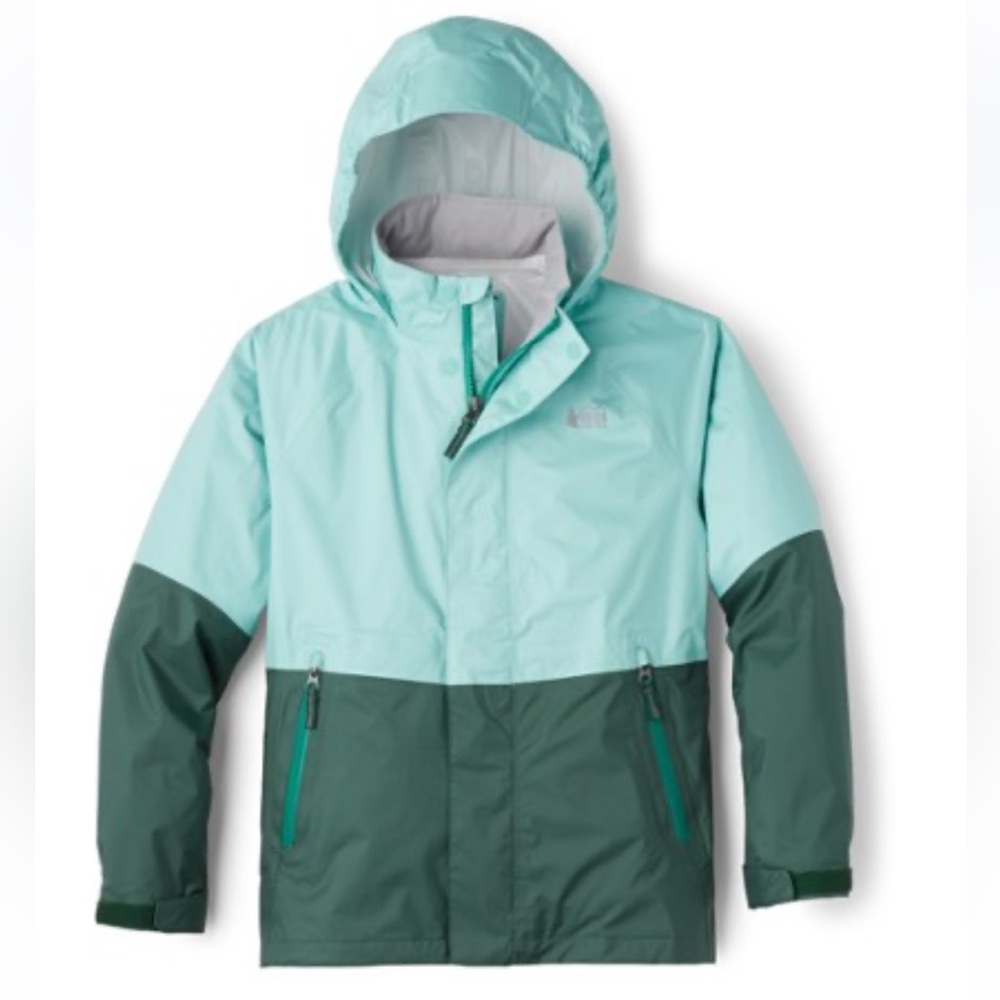 REI | Kids Green Insulated Rainwall Rain Jacket w/ Hood - Size XXS (4-5)